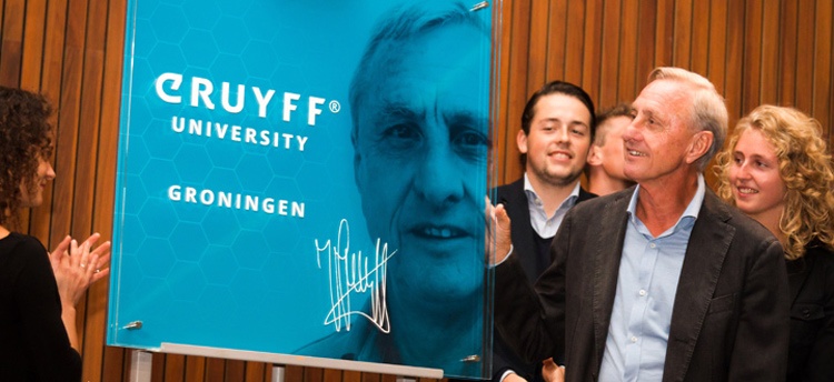 Johan Cruyff at kick-off of new Johan Cruyff University Groningen
