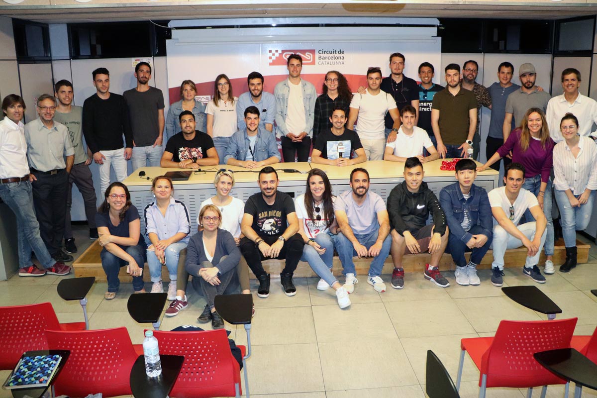 Johan Cruyff Institute studets at the Circuit de Barcelona's conference room.