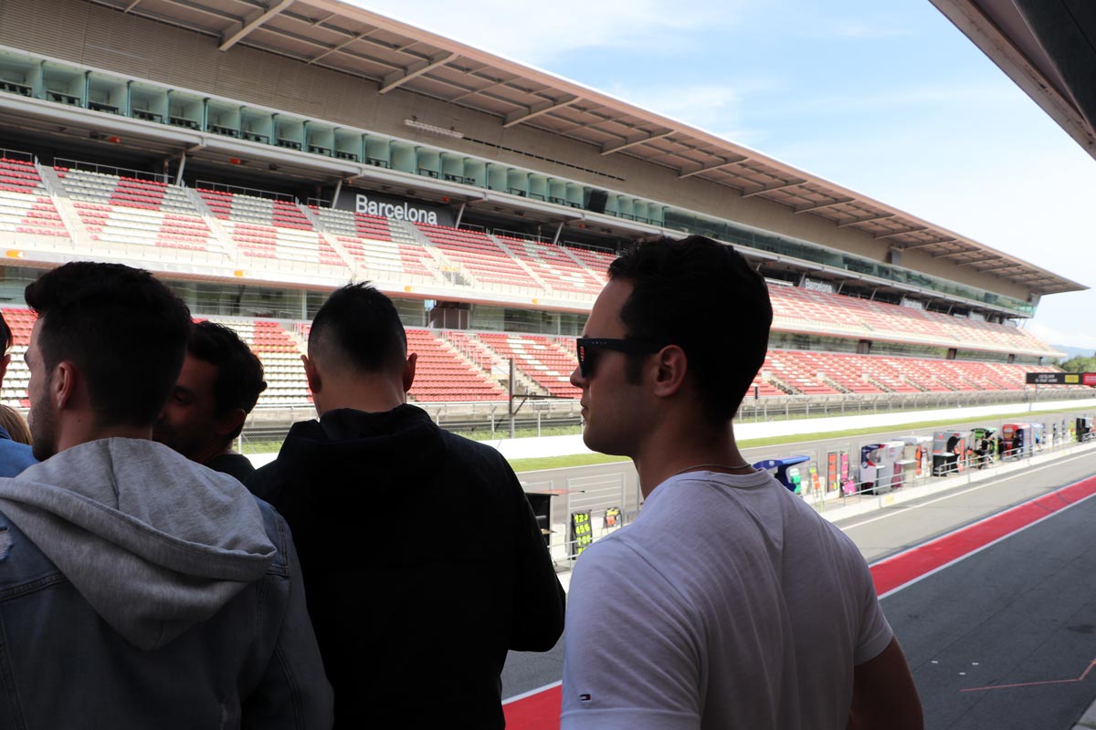 Johan Cruyff Institute students at Circuit de Barcelona track.