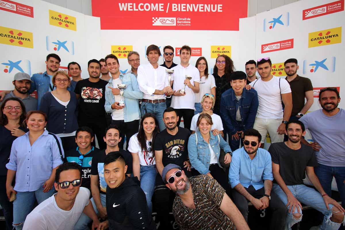 Johan Cruyff Institute students at Circuit de Barcelona Podium.