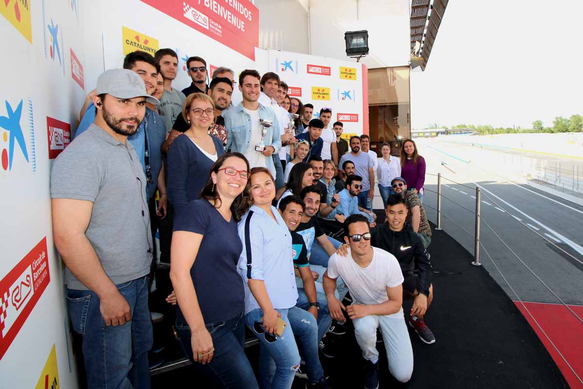 Johan Cruyff Institute students at Circuit de Barcelona Podium.