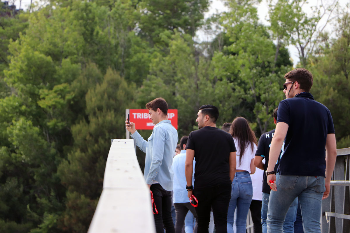 Johan Cruyff Institute students accessing the VIP tribune.