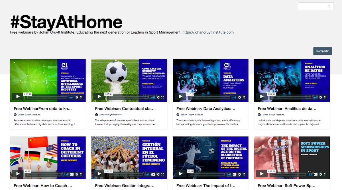Johan Cruyff Institute opens its sport management webinars