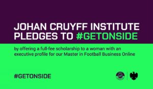 Johan Cruyff Institute joins Women in Football’s GetOnSide initiative